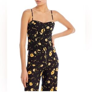 NWT AQUA & Kristopher Brock collaboration Black Floral Crop Top